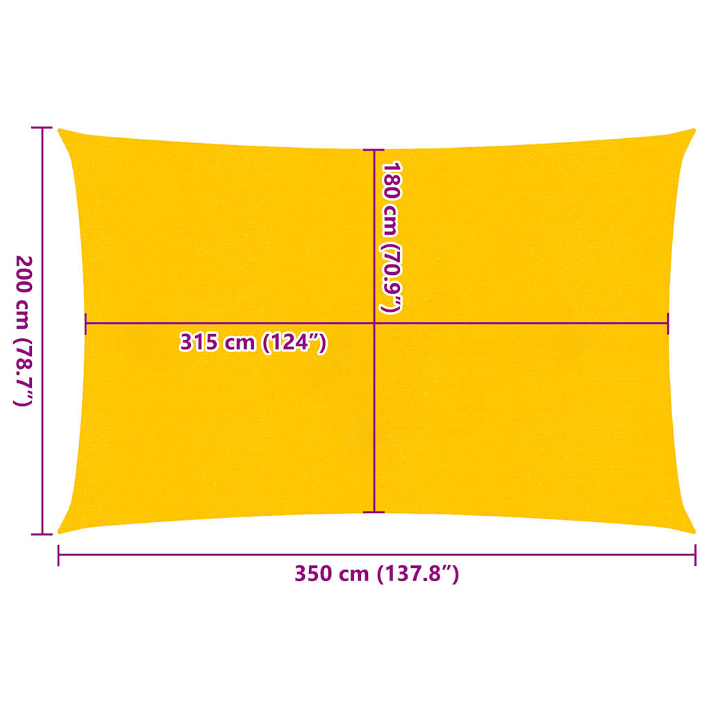 vidaXL Sunshade Sail 160 g/m² Rectangular Yellow 2x3.5 m HDPE