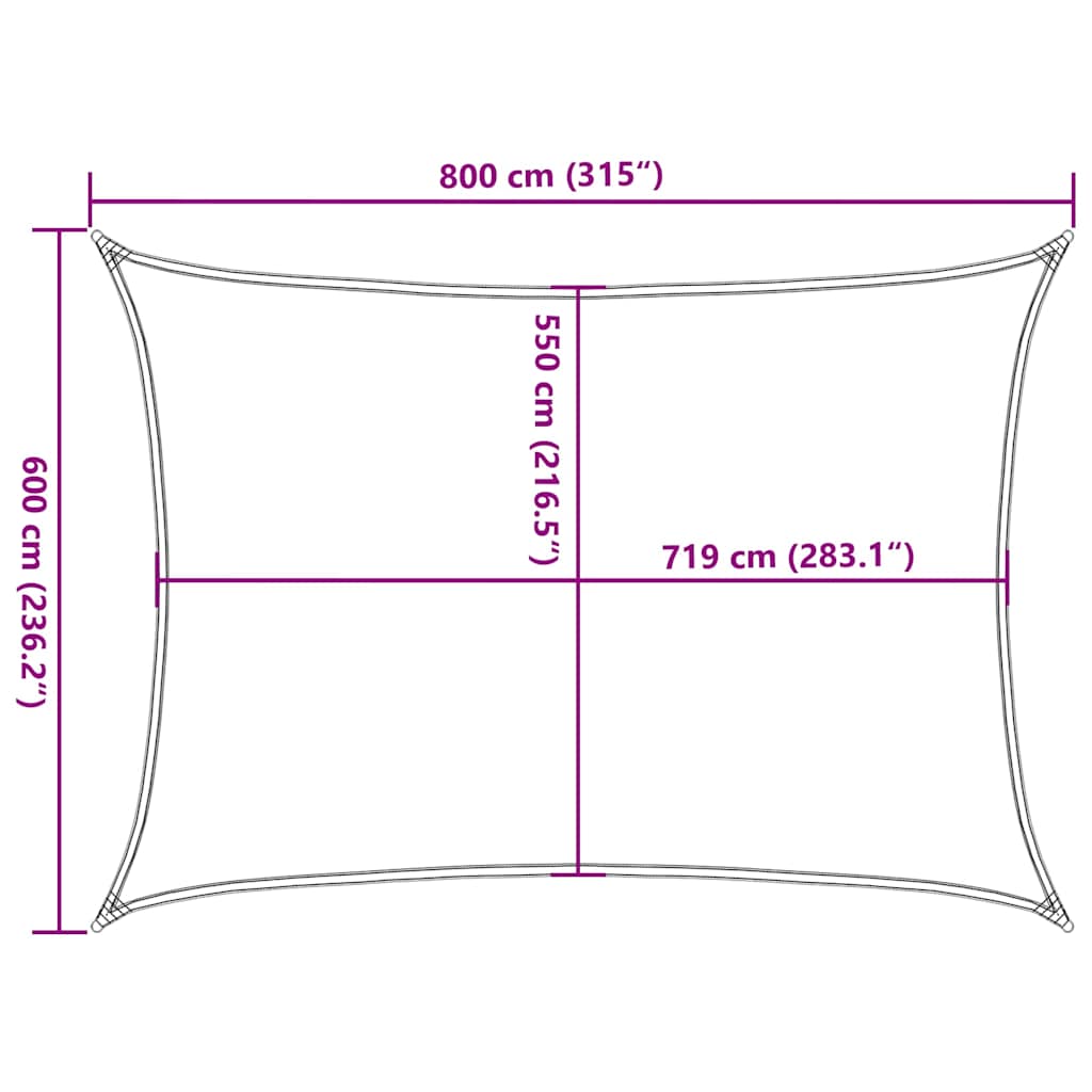 vidaXL Sunshade Sail 160 g/m² Rectangular Yellow 6x8 m HDPE