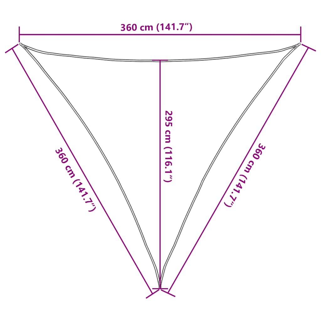 311583 vidaXL Sunshade Sail 160 g/m² Yellow 3,6x3,6x3,6 m HDPE