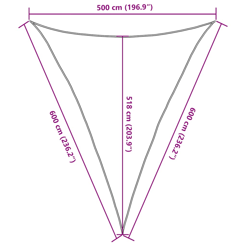 vidaXL Sunshade Sail 160 g/m² Triangular Yellow 5x6x6 m HDPE