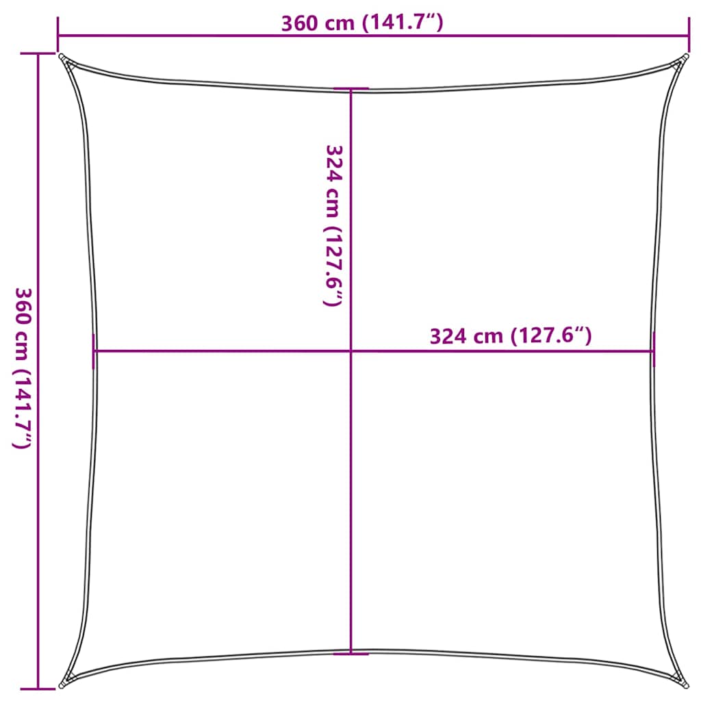 311605 vidaXL Sunshade Sail 160 g/m² Red 3,6x3,6 m HDPE
