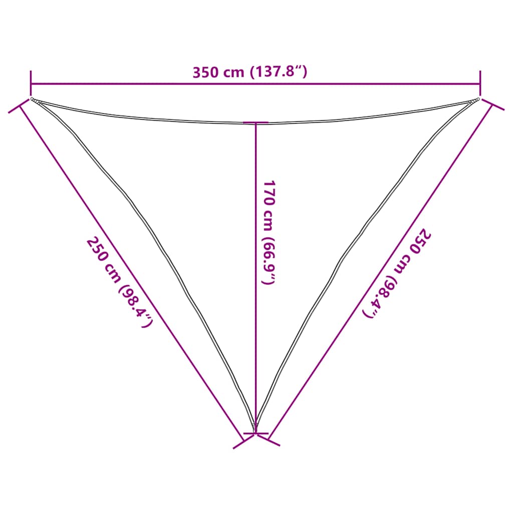 vidaXL Sunshade Sail 160 g/m² Triangular Orange 2,5x2,5x3,5 m HDPE
