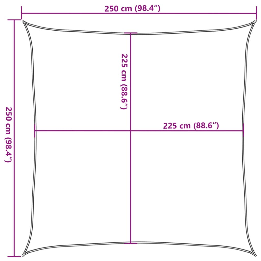 vidaXL Sunshade Sail 160 g/m² Black 2.5x2.5 m HDPE