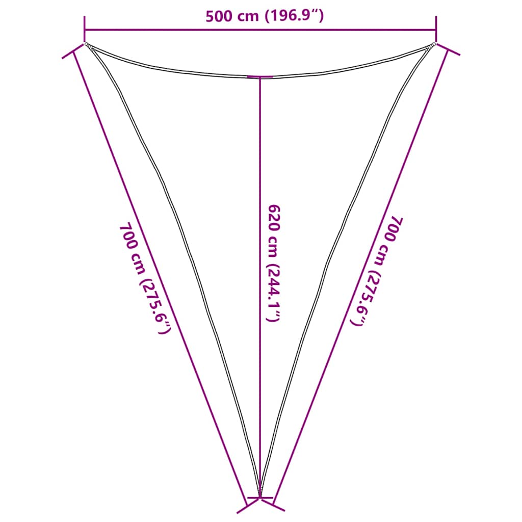 vidaXL Sunshade Sail 160 g/m² Triangular Black 5x7x7 m HDPE