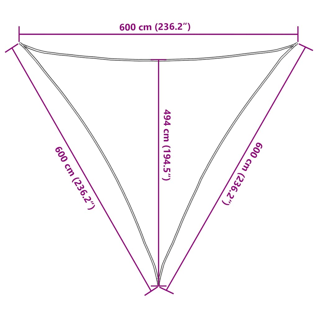 311762 vidaXL Sunshade Sail 160 g/m² Black 6x6x6 m HDPE