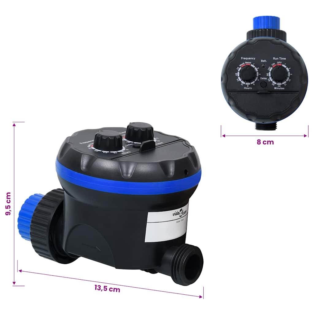 147888 vidaXL Single Outlet Water Timer with Ball Valves