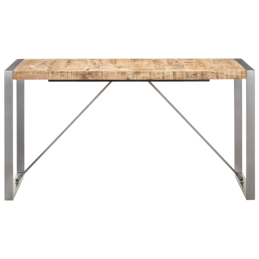vidaXL Dining Table 140x70x75 cm Solid Rough Mango Wood
