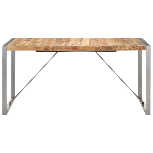 vidaXL Dining Table 160x80x75 cm Solid Rough Mango Wood