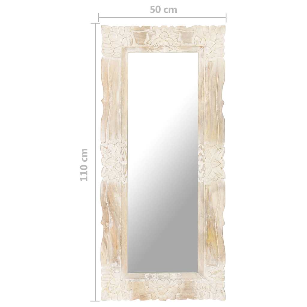 321634 vidaXL Mirror White 110x50 cm Solid Mango Wood