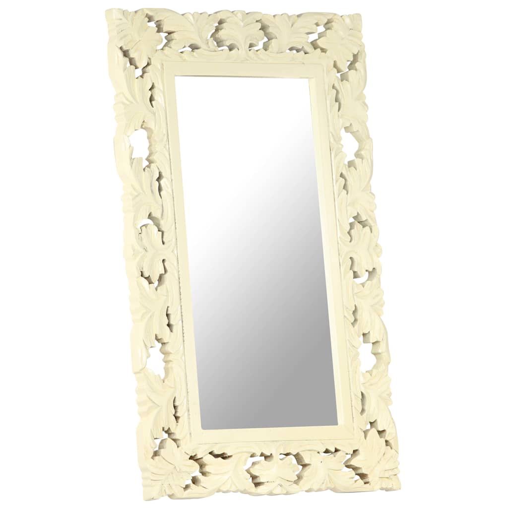 vidaXL Mirror | White | Solid mango wood | Medium | Decorative Inlays | Mirror
