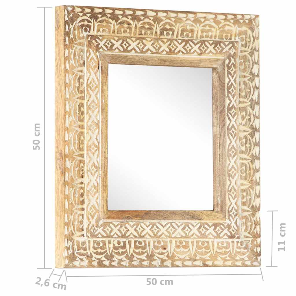 321644 vidaXL Hand-Carved Mirror 50x50x2,6 cm Solid Mango Wood