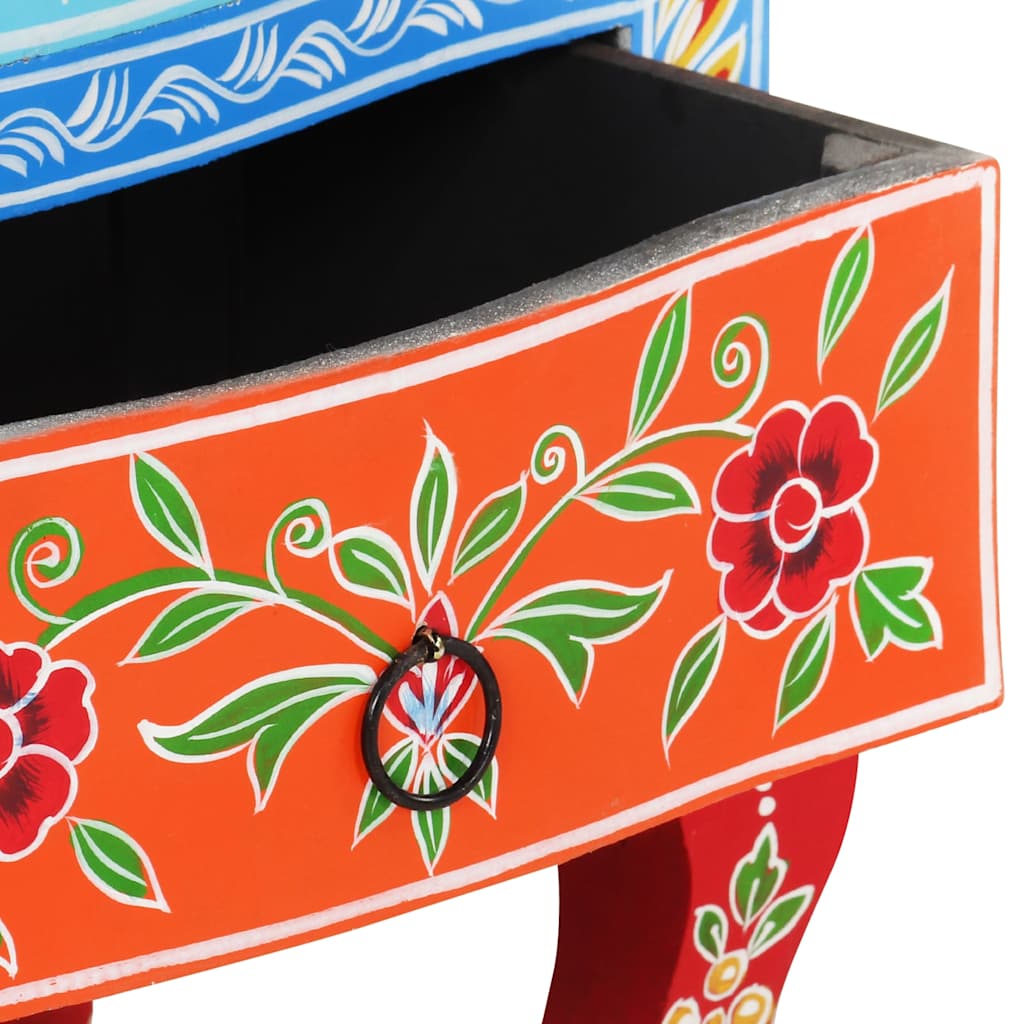321667 vidaXL Hand Painted Bedside Cabinet 40x30x60 cm Solid Mango Wood