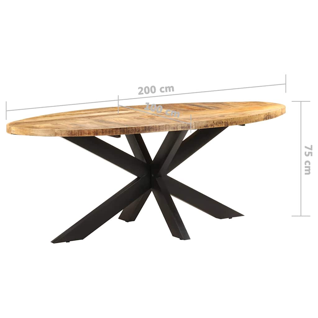321675 vidaXL Dining Table Oval 200x100x75 cm Rough Mango Wood