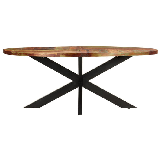 321676 vidaXL Dining Table Oval 200x100x75 cm Solid Reclaimed Wood
