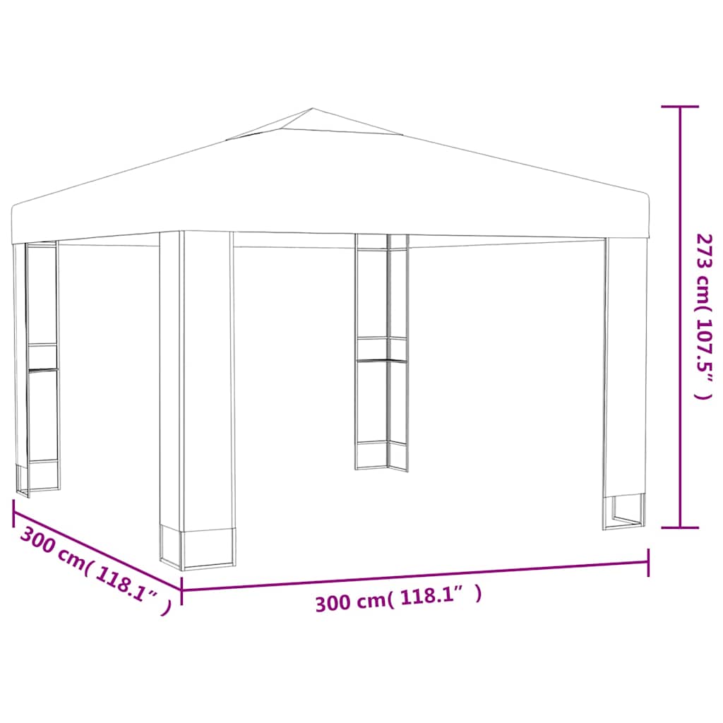 vidaXL Gazebo with Double Roof 3x3x2,7 m Taupe 180 g/m²