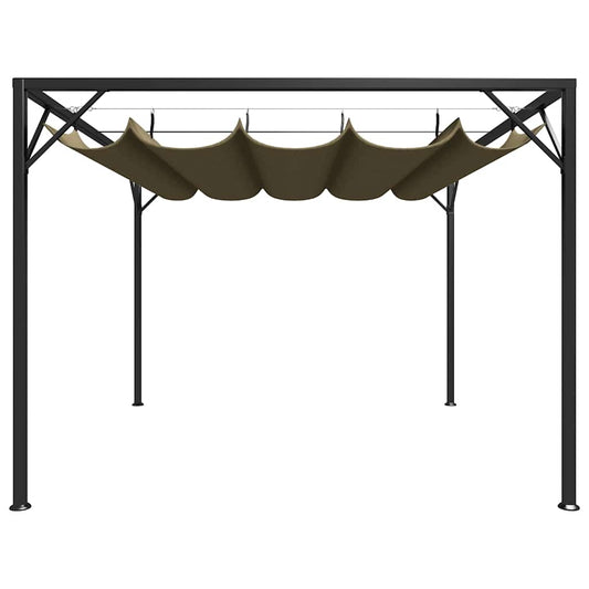 vidaXL Garden Gazebo with Retractable Roof 3x3 m Taupe 180 g/m²