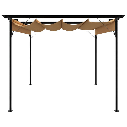 vidaXL Pergola with Retractable Roof Taupe 3x3 m Steel 180 g/m²