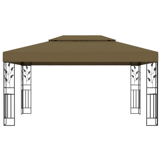 vidaXL Gazebo with Double Roof 3x4 m Taupe 180 g/m²