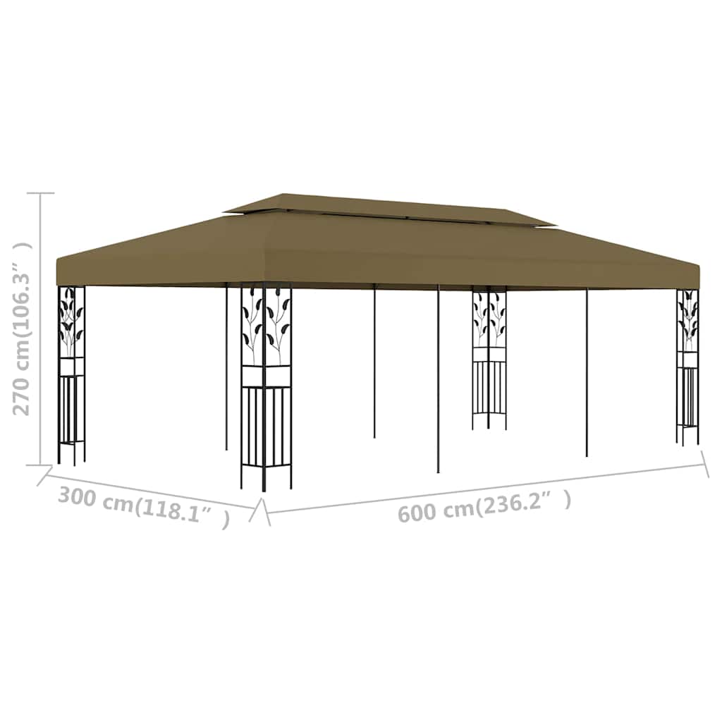 vidaXL Gazebo 6x3 m Taupe 180 g/m²