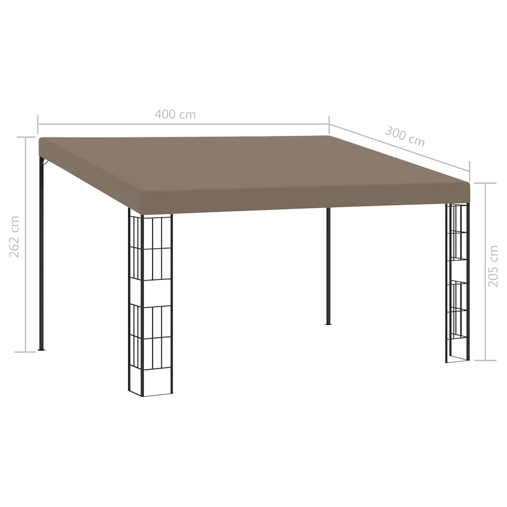 312261 vidaXL Wall-mounted Gazebo 4x3 m Taupe Fabric