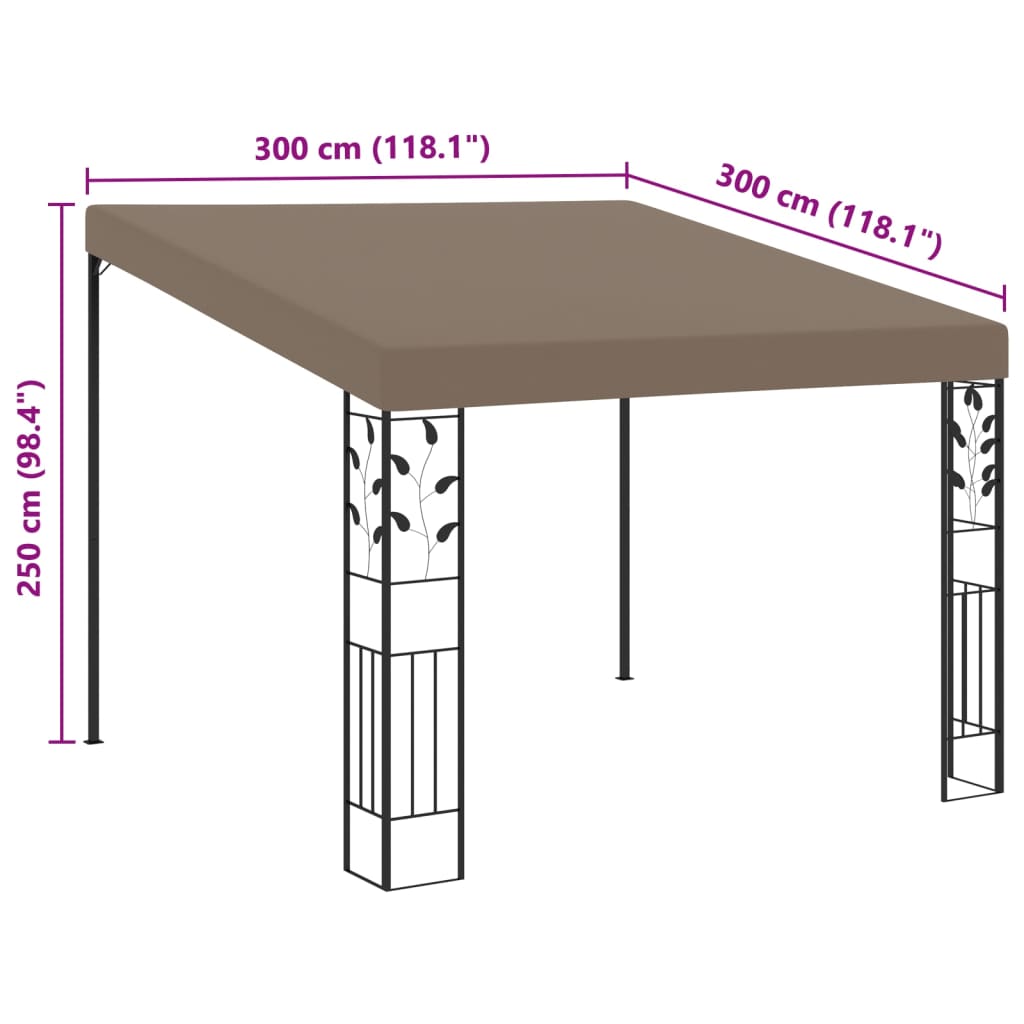 312265 vidaXL Wall-mounted Gazebo 3x3x2,5 m Taupe