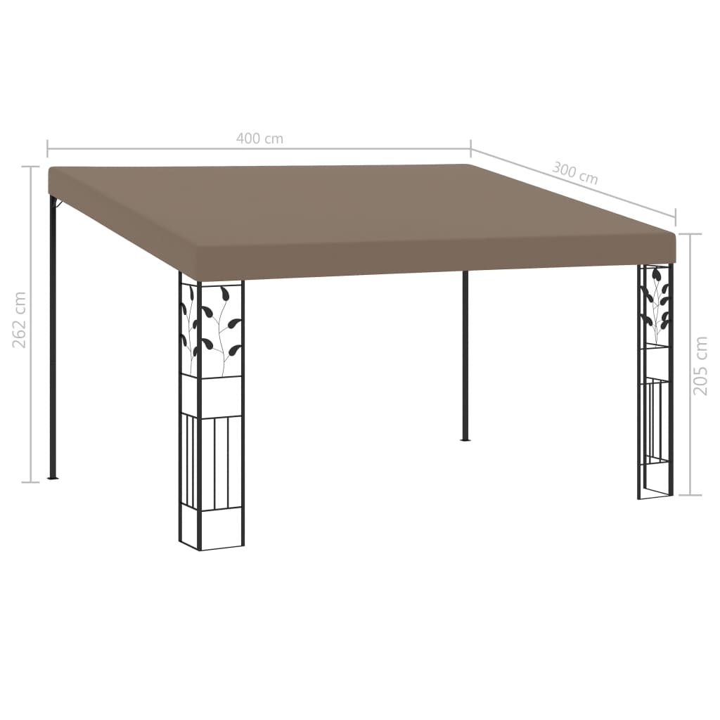 312266 vidaXL Wall-mounted Gazebo 4x3x2,5 m Taupe