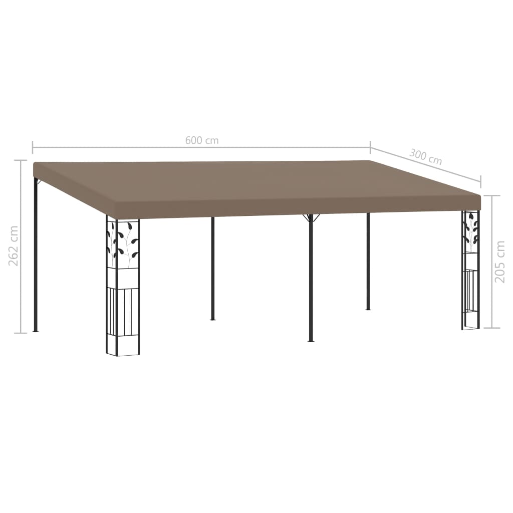 vidaXL Wall-mounted Gazebo 6x3x2.5 m Taupe