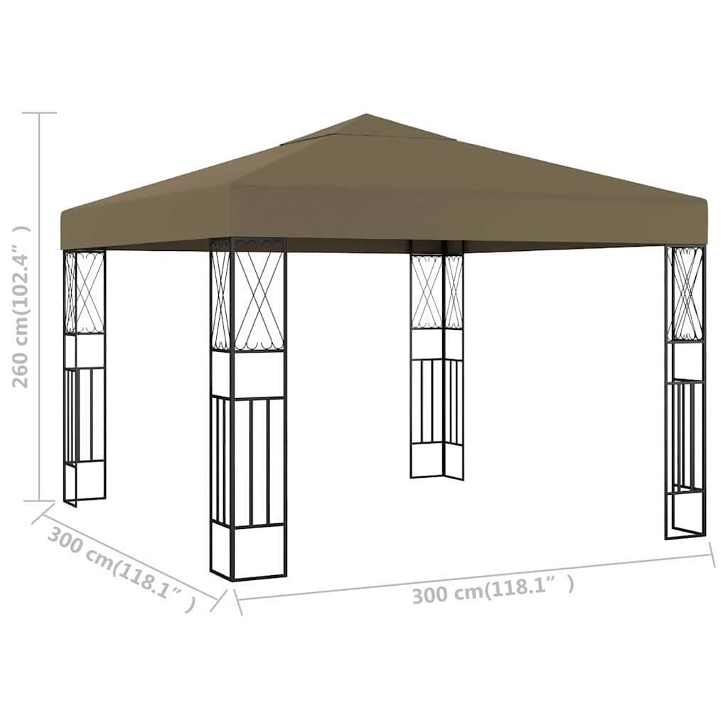 vidaXL Gazebo 3x3 m Taupe Fabric