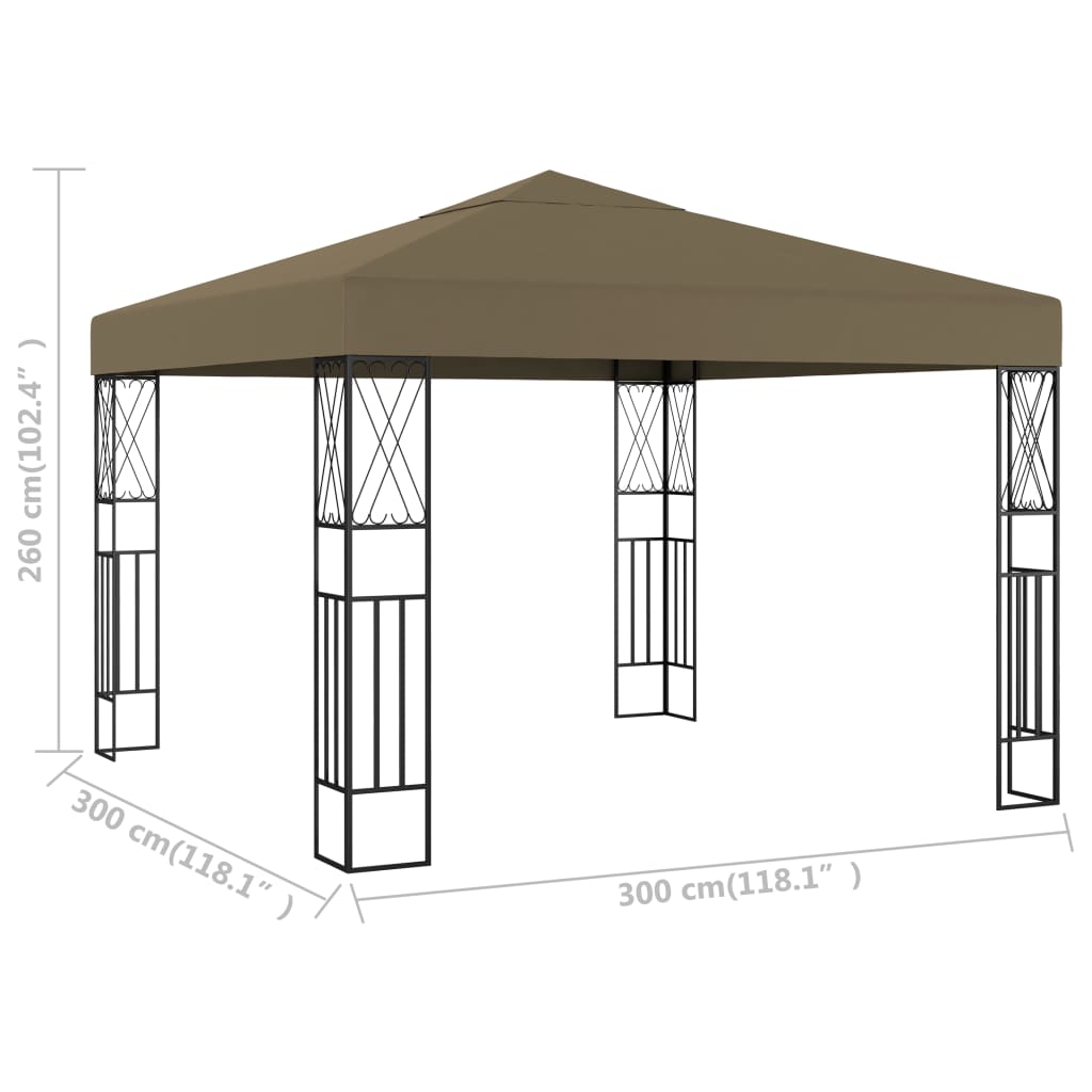 vidaXL Gazebo | Taupe | Polyester fabric and steel | 3x3 metres | Durable