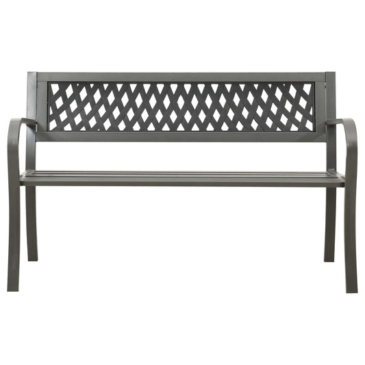 vidaXL Garden Bench | Grey | Powder-coated steel, Plastic | Standard | Durable
