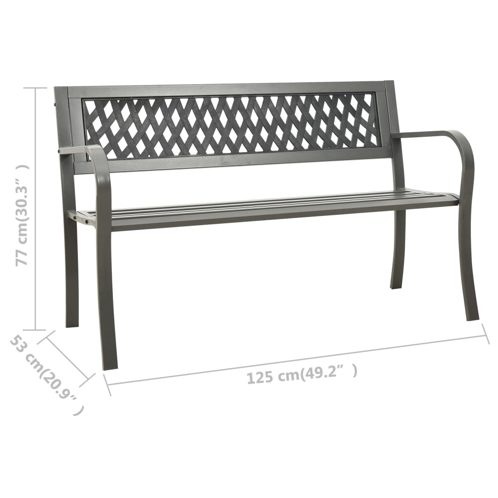 vidaXL Garden Bench | Grey | Powder-coated steel, Plastic | Standard | Durable