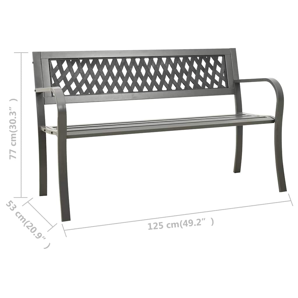 312039 vidaXL Garden Bench 125 cm Steel Grey