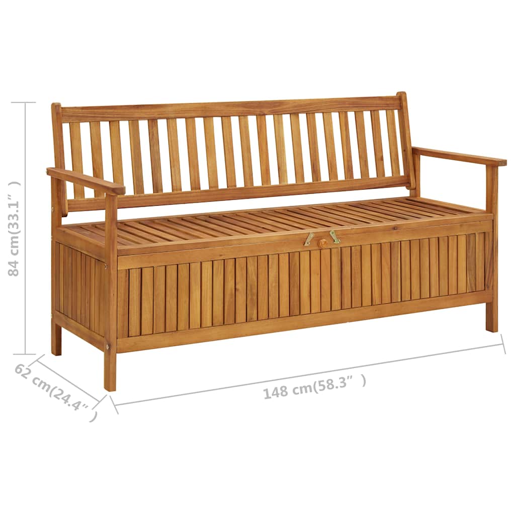 vidaXL Storage Bench | Natural wood | Solid Acacia Wood | Medium | Storage Bench