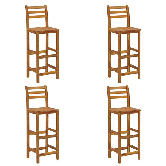 vidaXL Bar Stool | Set of 4 | Natural wood | Solid acacia wood | Standard