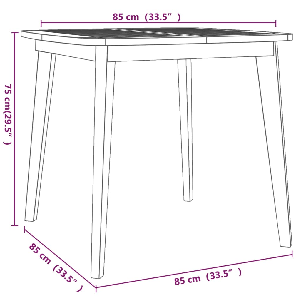 vidaXL Garden Table | Natural Acacia | Solid Acacia wood | 85x85 cm | Durable