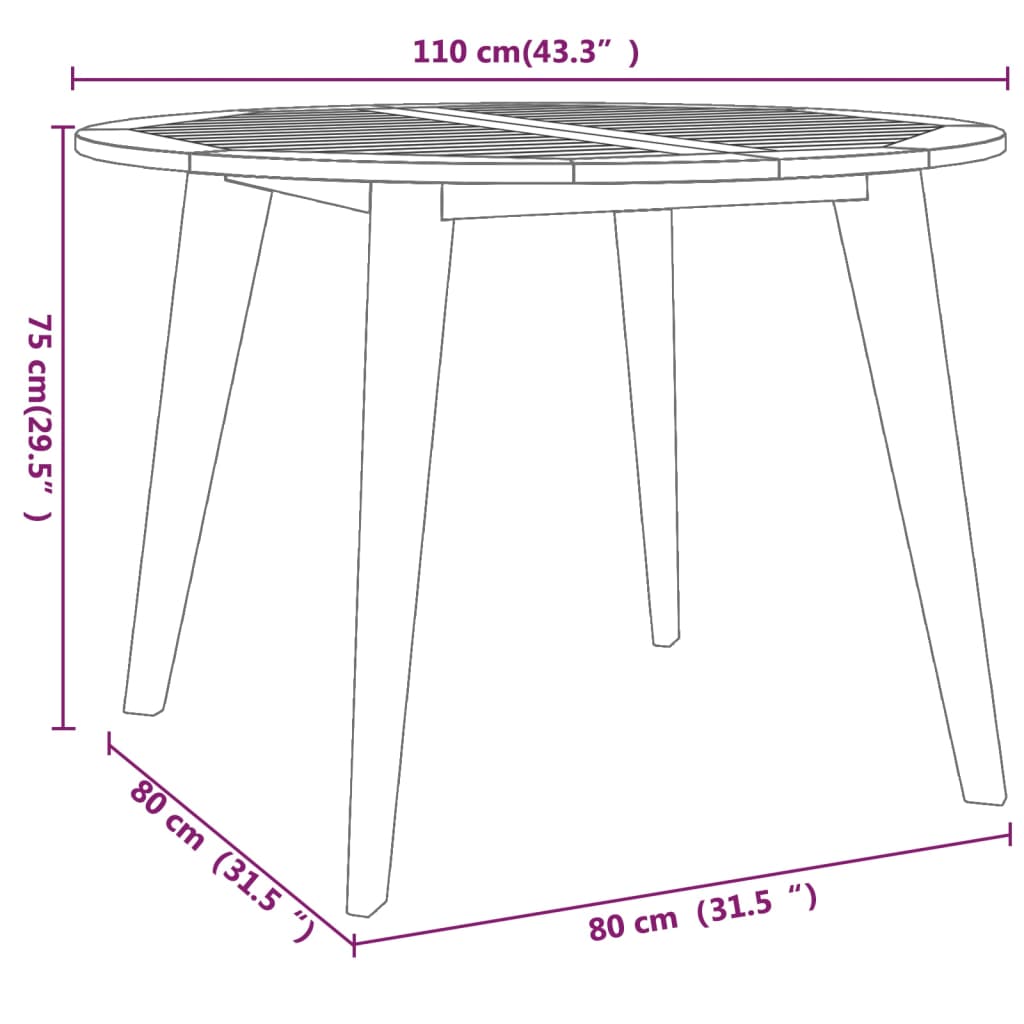 vidaXL Garden Table | Brown | Solid Acacia wood | Medium | Durable