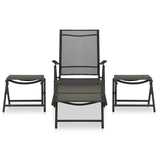 312198 vidaXL 3 Piece Garden Lounge Set Textilene and Aluminium Black