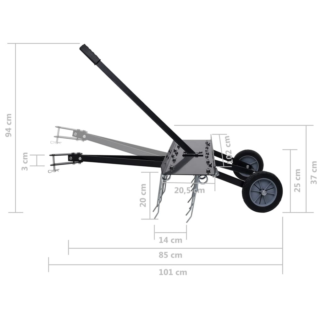 vidaXL Scarifier for Ride-on Mower 100 cm
