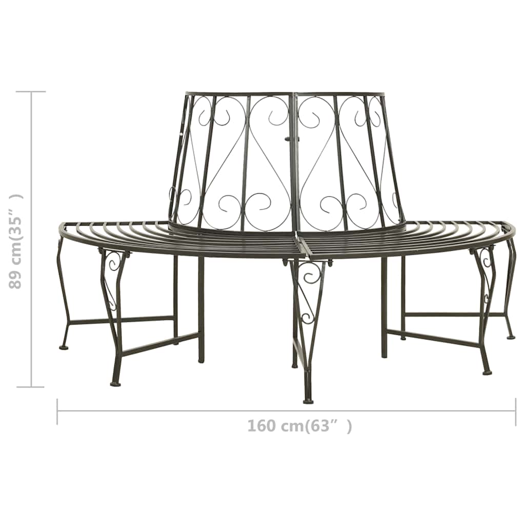 vidaXL Tree benches 1-Seater Ø 160 x 89 cm Steel