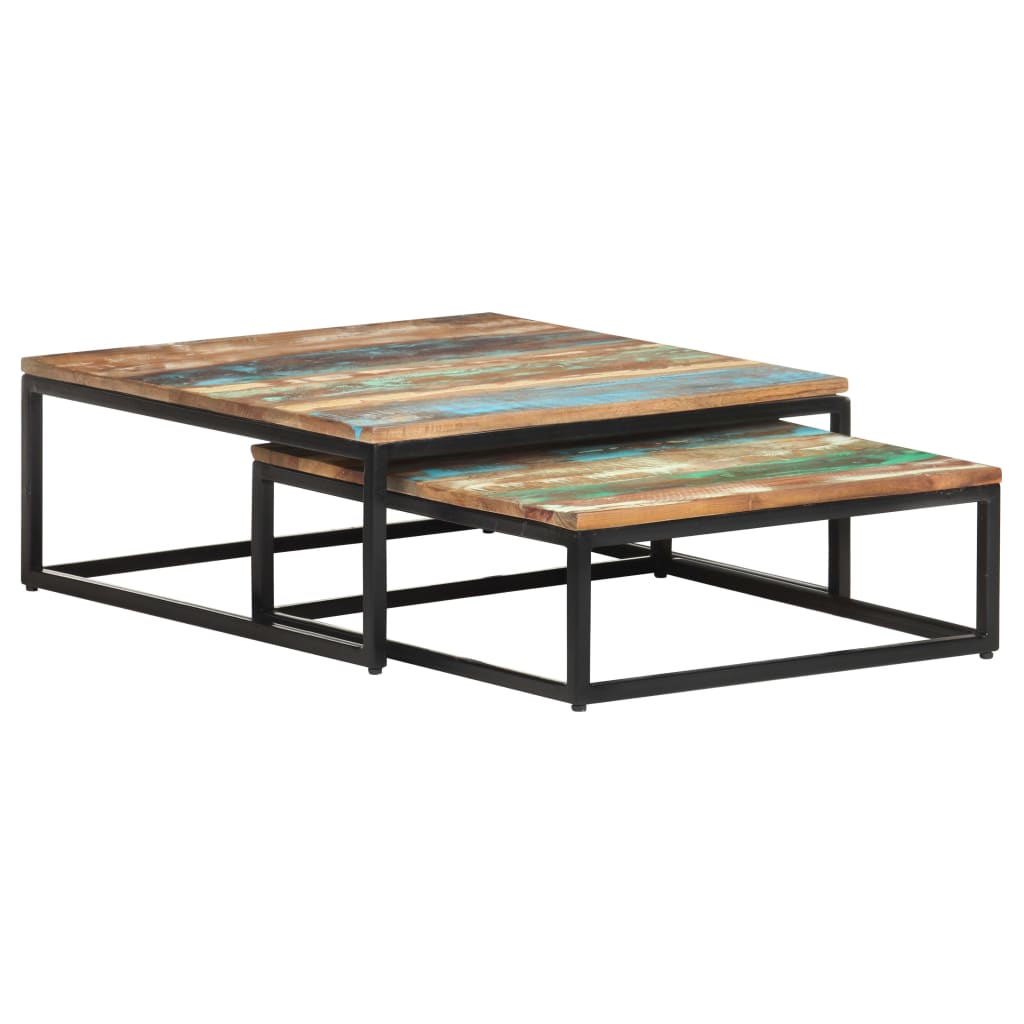 vidaXL Coffee Table | Set of 2 | Multicolour | Reclaimed Wood | Small