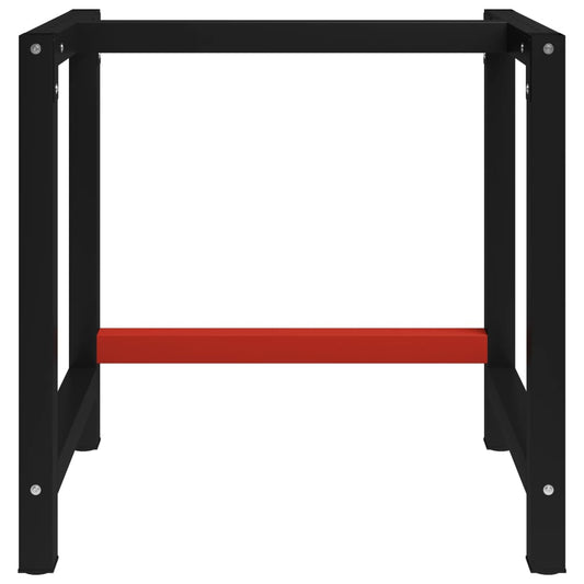 vidaXL Work Bench Frame Metal 80x57x79 cm Black and Red