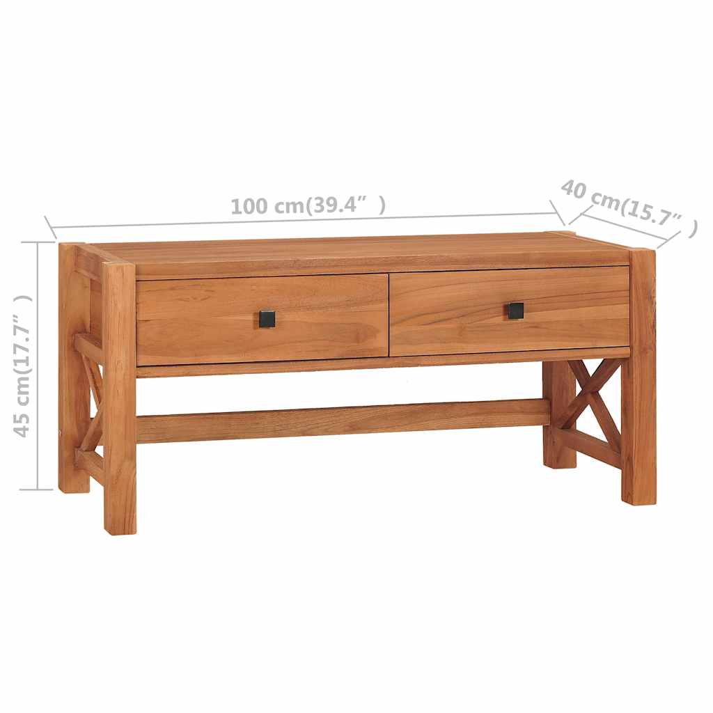 vidaXL TV Cabinet | Natural Teak | Teak Wood, Plywood | Medium | TV Cabinet
