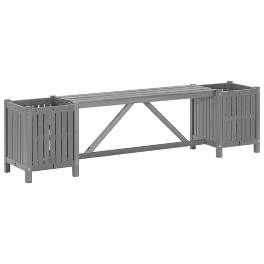 311823 vidaXL Garden Bench with 2 Planters 150cm Solid Acacia Wood Grey