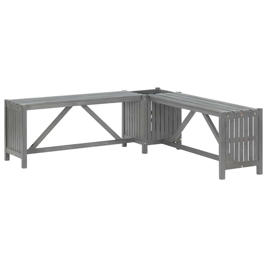 311824 vidaXL Garden Corner Bench with Planter 117cm Solid Acacia Wood Grey