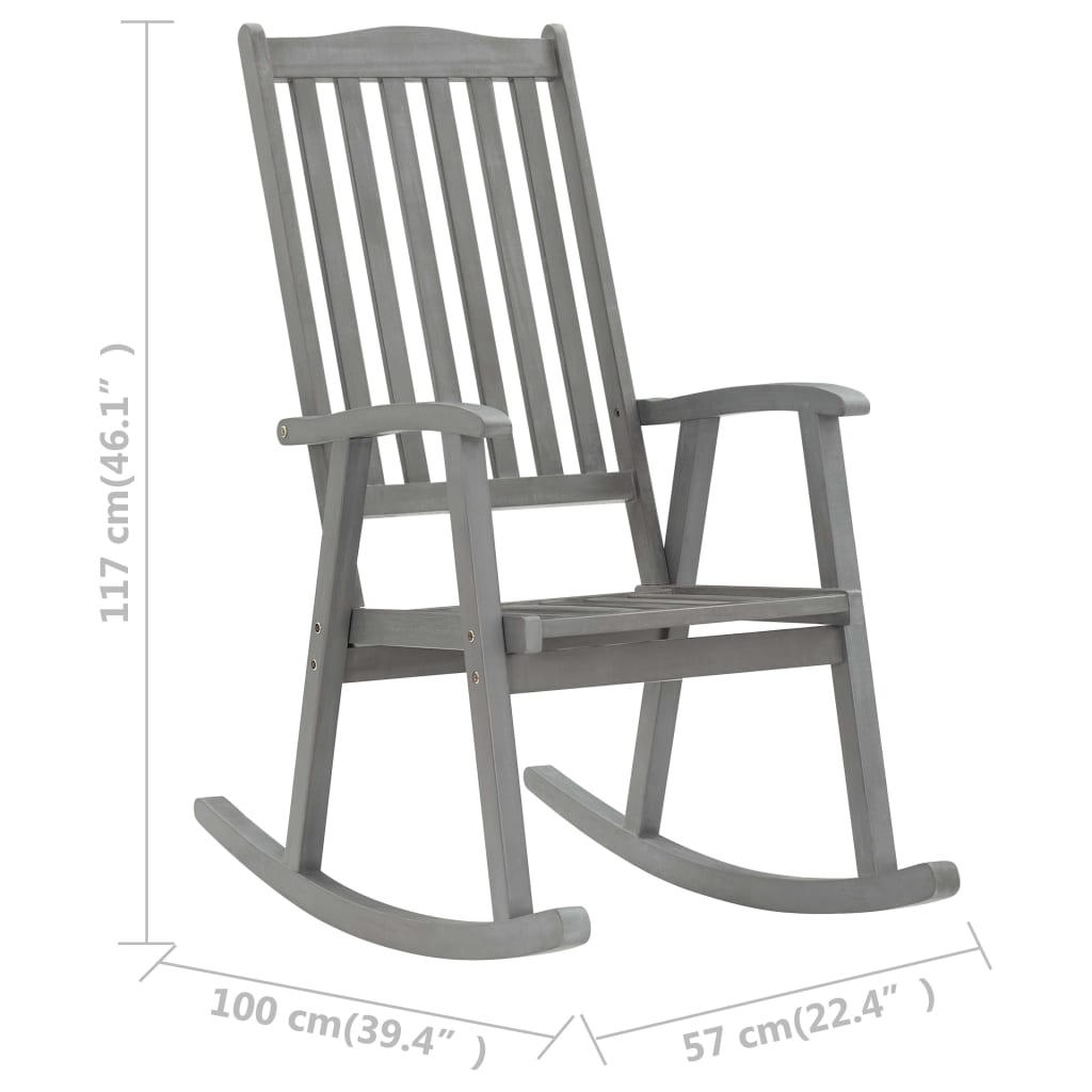 vidaXL Rocking Chair | Grey | Solid Acacia Wood | Standard | Durable