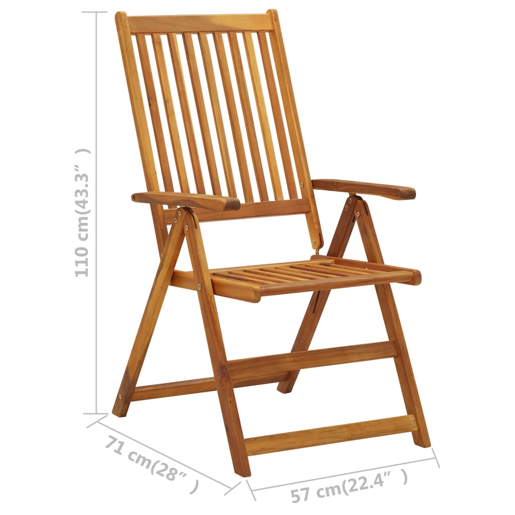 vidaXL Garden Chair | Set of 3 | Natural Wood | Solid Acacia Wood | Medium