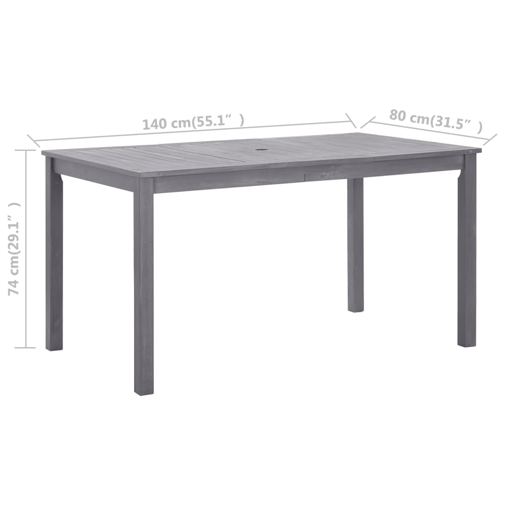 vidaXL Garden Table | Grey wash | Solid Acacia Wood | Medium | Durable