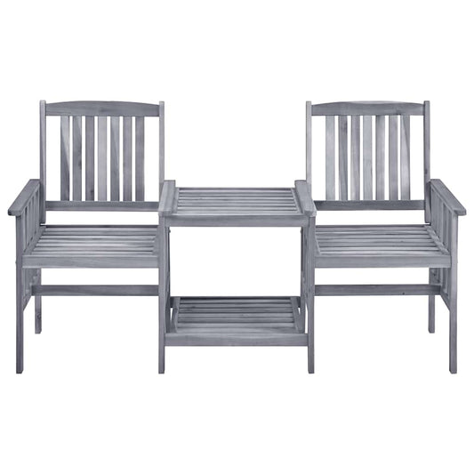 vidaXL Garden Chair With Tea Table | Grey | Solid Acacia Wood | Medium | Durable