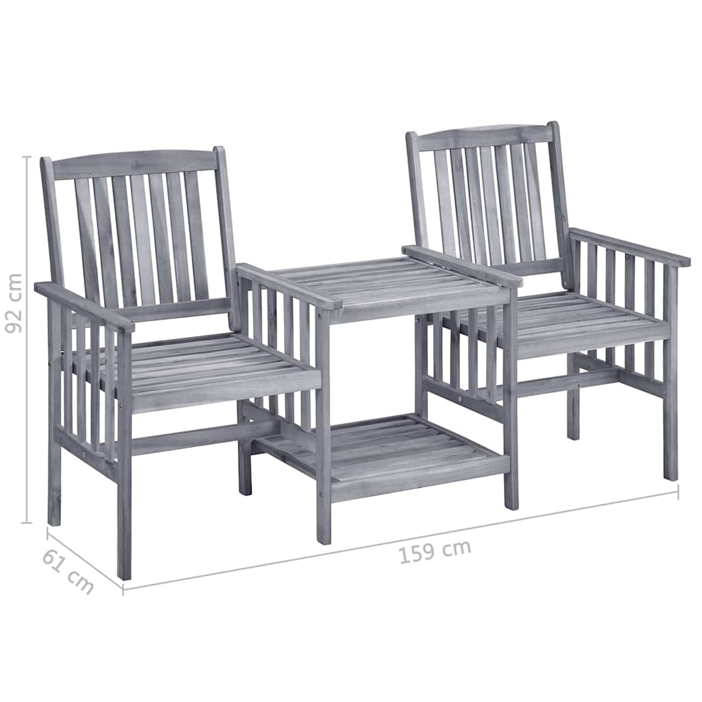 311884 vidaXL Garden Chairs with Tea Table 159x61x92 cm Solid Acacia Wood