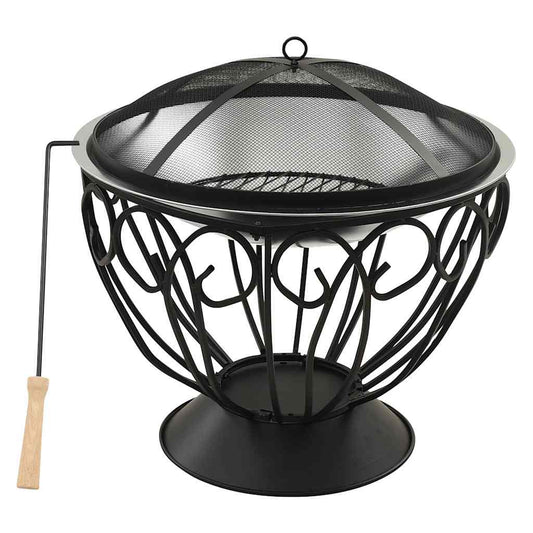 313360 vidaXL 2-in-1 Fire Pit and BBQ with Poker 59x59x60 cm Stainless Steel